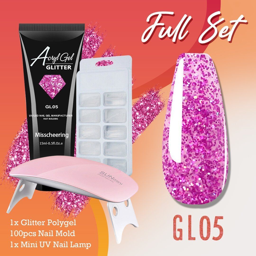 Glitter PolyGel Nail Extension Kit Set