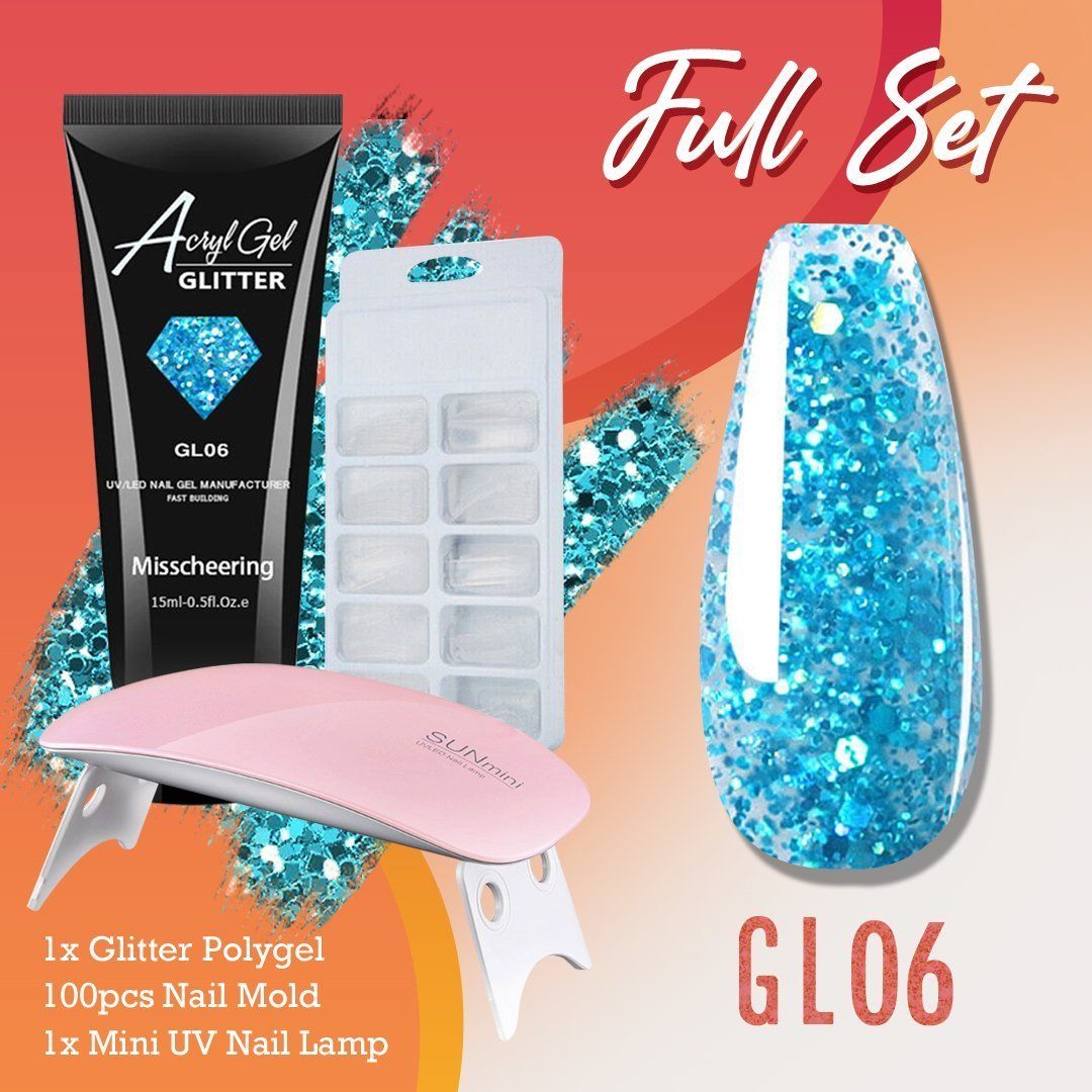 Glitter PolyGel Nail Extension Kit Set