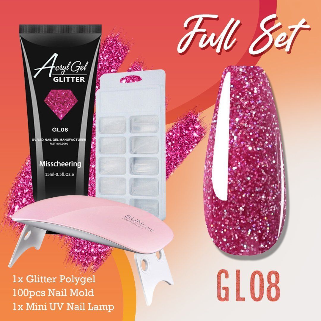 Glitter PolyGel Nail Extension Kit Set